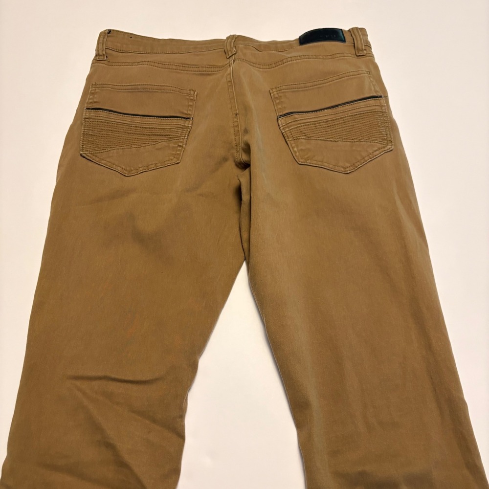 Fried Denim Slim Fit Pants Mens 36x30 Tan Moto Ribbed Detail YJ2481